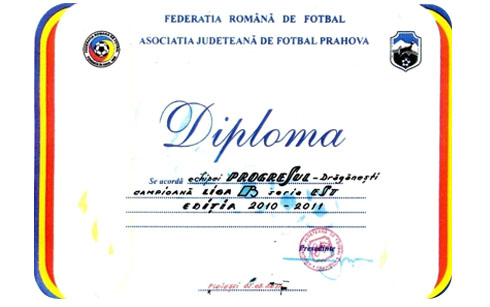 diploma echipa de fotbal Draganesti 2011